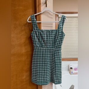 Altar'd State Green and White Checkered Midi Dress